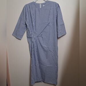 Colette Women's Nautical Dress Midi Blue Medium Waist Pleat Lightweight Korea